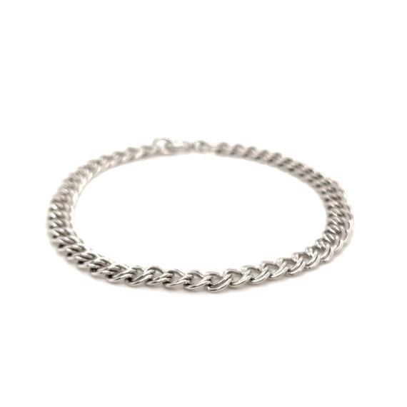Sterling Double Curb Link Charm Bracelet, Curb Ch… - image 2