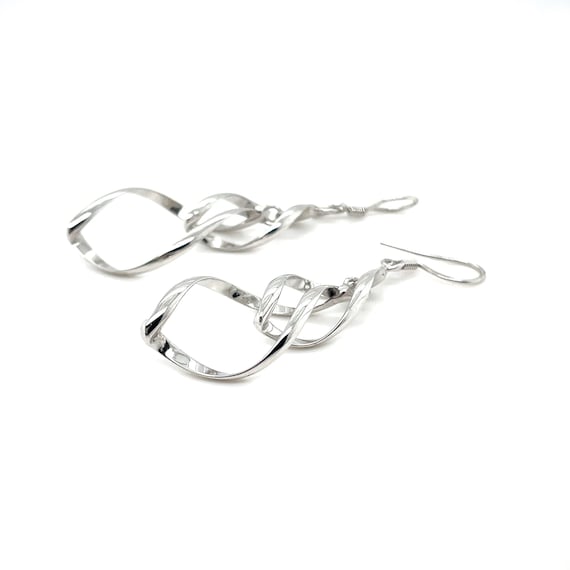 Sterling Silver Modern Twisted Dangle Earrings, A… - image 1