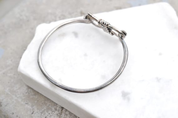 Sterling Silver Hook and Loop Rope Bangle Bracele… - image 2