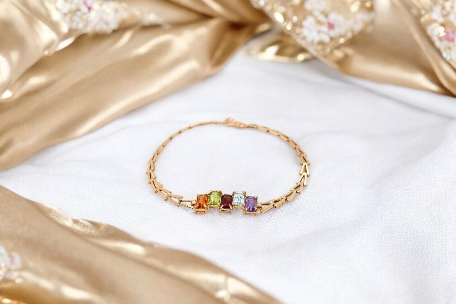 オールド ユニークリンクブレスレット 14K