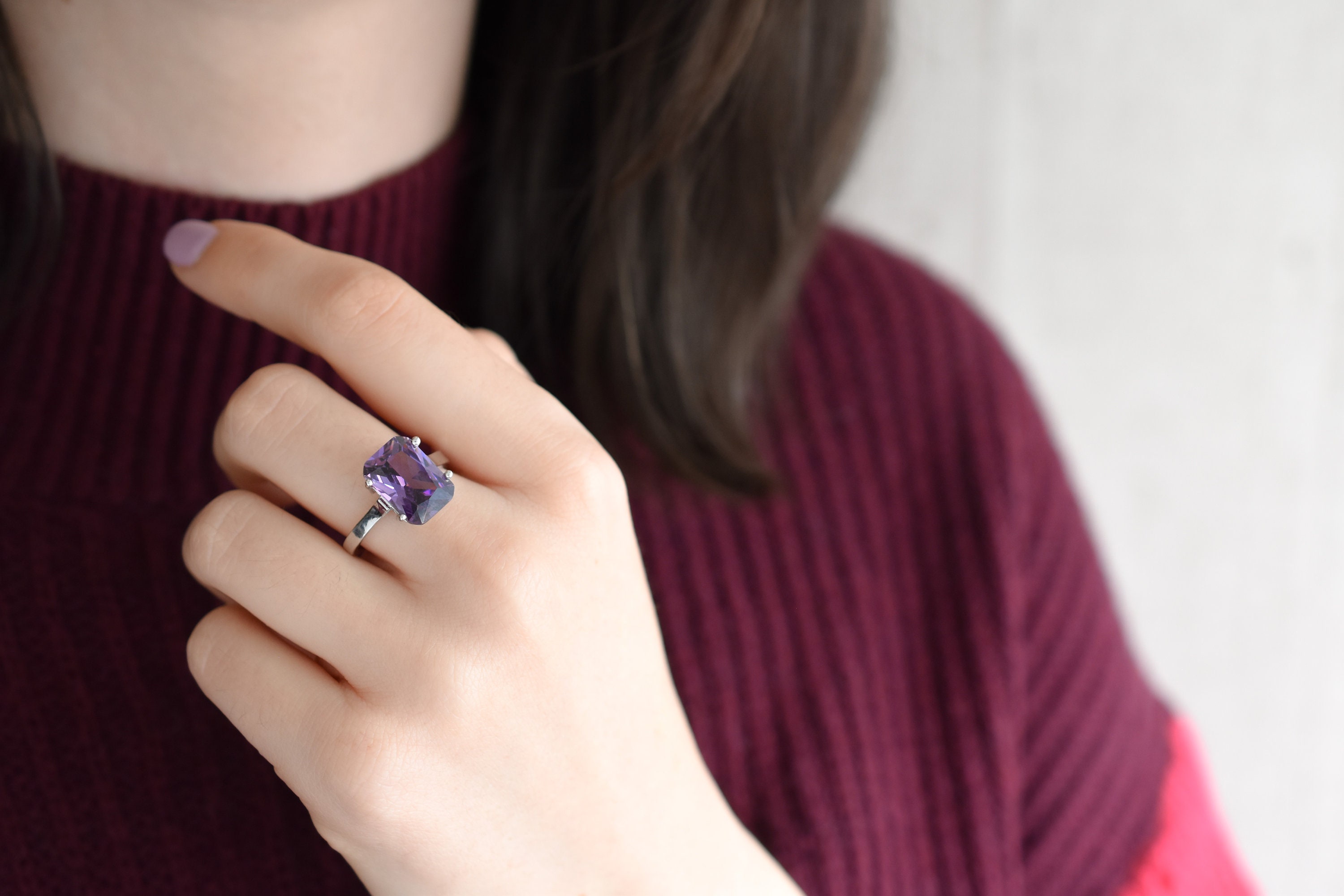 Silber vergoldet moderne lila CZ Cocktail Ring moderne Silber | Etsy