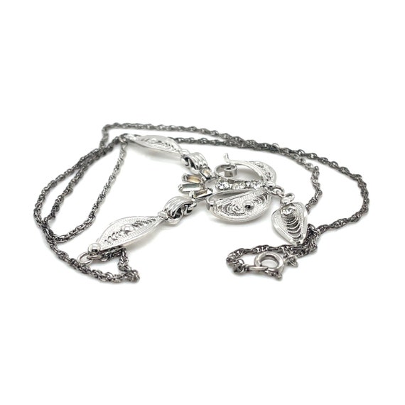 Sterling Designer ESPO Rhinestone Necklace, Sterl… - image 2