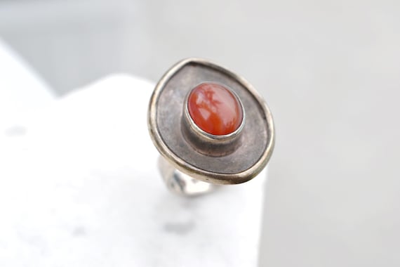Sterling Silver Modernist Scandinavian Agate Ring, Modernist Sterling Jewelry, Banded Agate Ring, Modern Agate Ring, Modernist Silver Ring