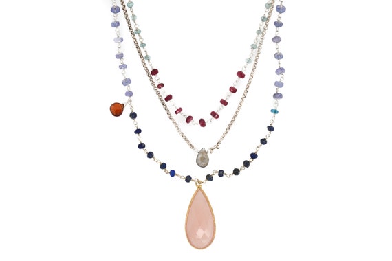 Sterling Silver Natural Gemstone Beaded Artisan Ne