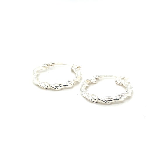 Sterling Silver Twisted Hoop Earrings, Round Ster… - image 2