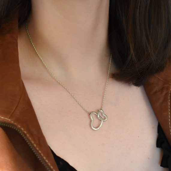 Sterling Diamond Interlocked Heart Necklace, Silv… - image 3