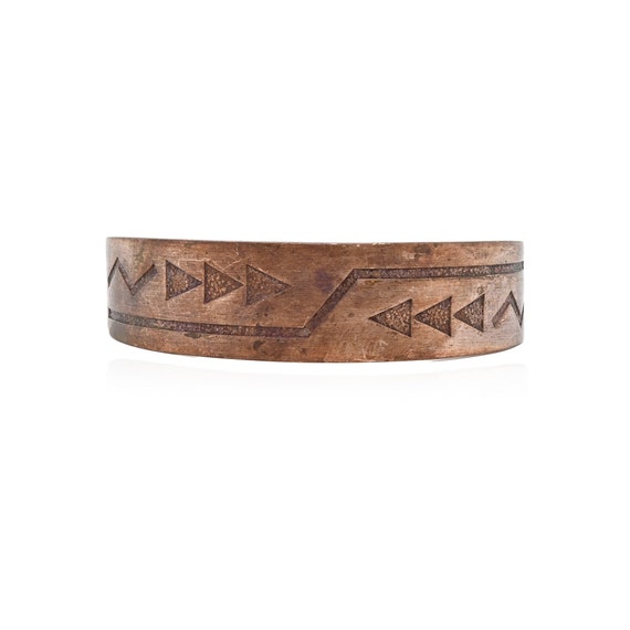 WM Wheeler Tribal Copper Cuff Bracelet, Tribal St… - image 1