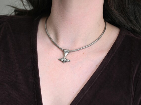 Solid Sterling Silver Celtic Weave Thor's Hammer … - image 7