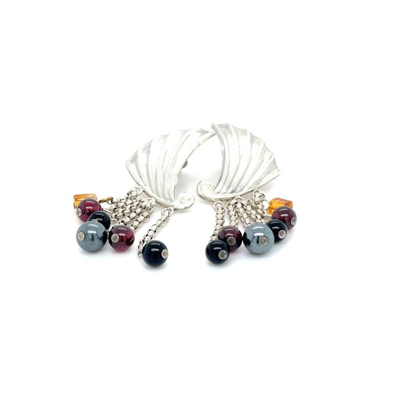 Sterling Silver Gemstone Dangle Beaded Earrings, … - image 2