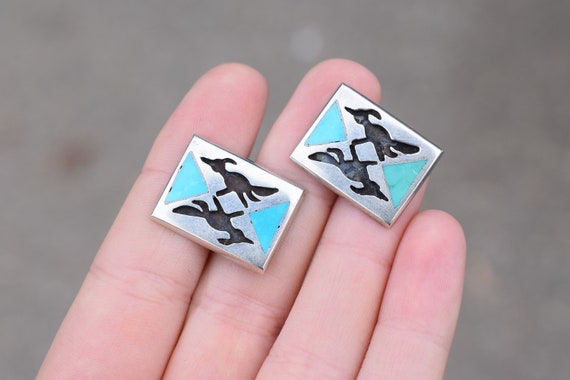 AS IS Old Pawn Sterling Turquoise Inlay Roadrunner