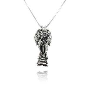 Colar de anjo e bebê em prata esterlina, joias de anjo, colar de anjo da guarda, colar de anjo memorial, pingente memorial de prata esterlina