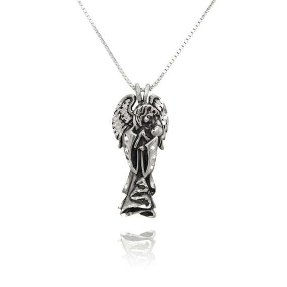 Sterling Silver Angel and Baby Necklace, Angel Jewelry Sterling Silver Angel and Baby Necklace, Angel Jewelry