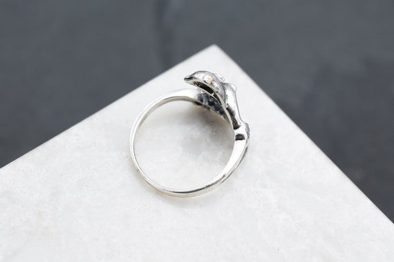 Sterling Silver Double Dolphin Wave Ring, Sterlin… - image 2