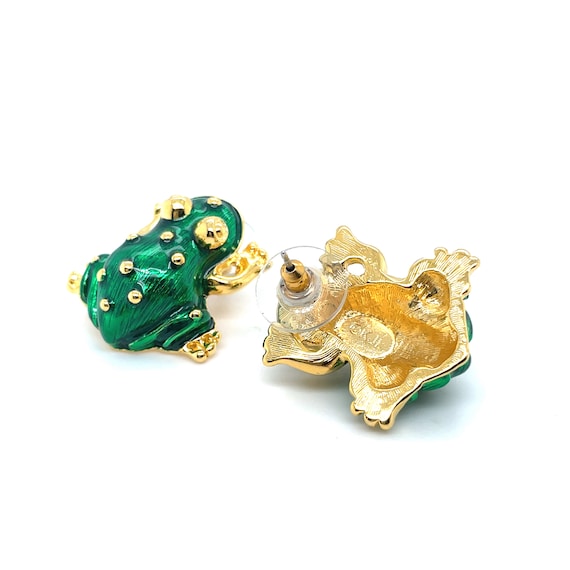 Gold Tone Designer KJL Kenneth J Lane Green Ename… - image 5