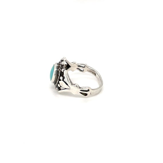 Tribal Sterling Turquoise Ring, Boho Turquoise Ri… - image 2
