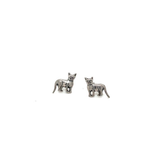 Sterling Silver Kitty Cat Stud Earrings, Sterling… - image 1
