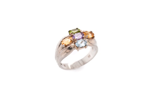 Sterling Silver Multigem Ring, Sterling Multigem … - image 1