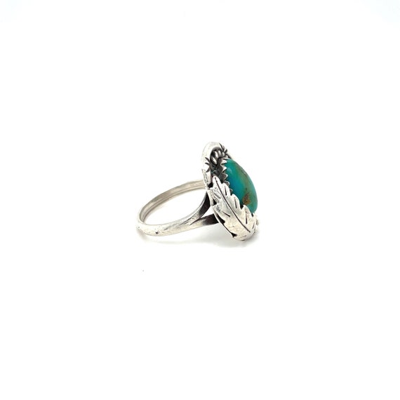 Sterling Silver Native American Turquoise Leaf Ri… - image 3