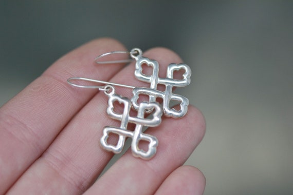 Sterling Silver Celtic Knot Dangle Earrings, Ster… - image 2