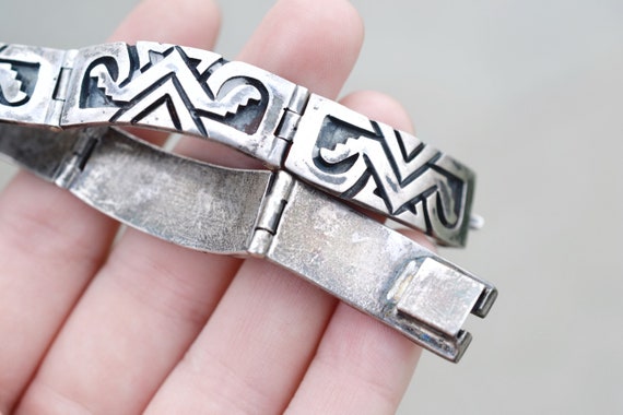 Sterling Silver Tribal Link Bracelet, Aztec Sterling Silver