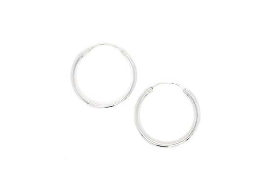 1 inch Sterling Hoop Earrings, Simple Silver Hoops, Simple Hoop Earrings, Classic Silver Hoop Earrings, Thin Sterling Hoops