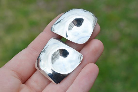 Sterling Silver Modernist Thumbprint Earrings, Mo… - image 4