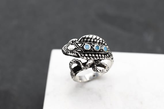 Sterling Silver Turquoise Inlay Snake Ring, Sterling Viper Ring, Turquoise Snake Ring, Sterling Snake Jewelry, Sterling Snake Wrap Ring