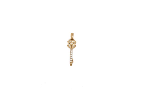 10k Yellow Gold Four Clover Key Pendant, Gold Key… - image 1