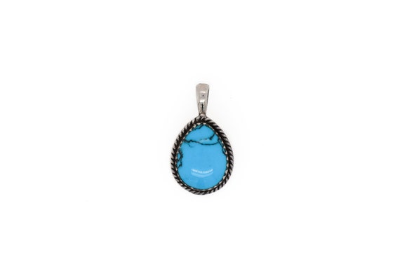 Sterling Silver Teardrop Faux Turquoise Pendant, … - image 1