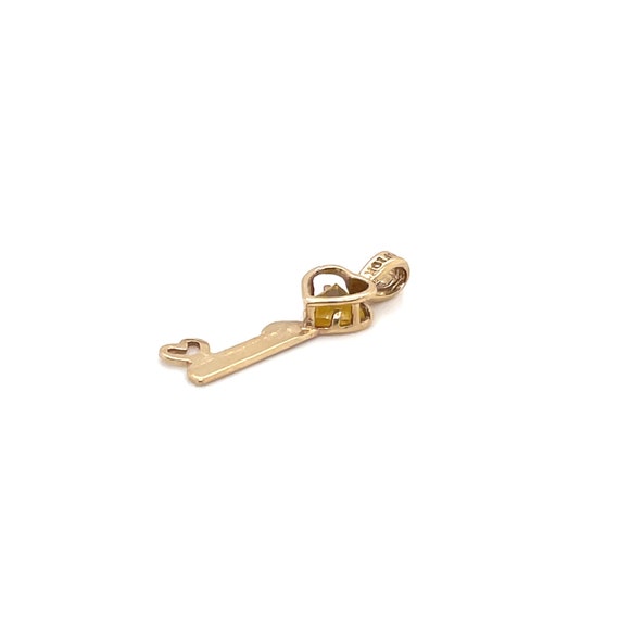 10k Yellow Gold Gemstone Heart Key Pendant, Gold … - image 3
