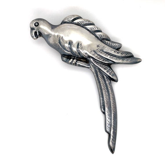 Large Sterling Silver Mexican Bird Brooch, Antiqu… - image 2