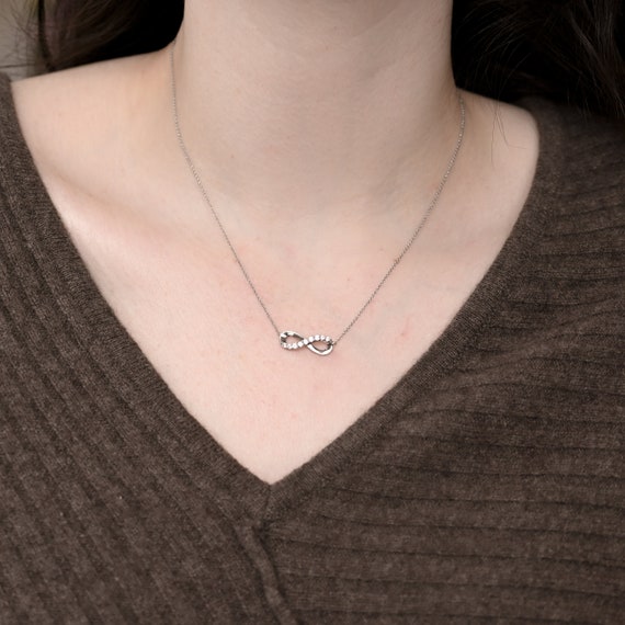 Delicate Sterling Silver and CZ Infinity Necklace… - image 3