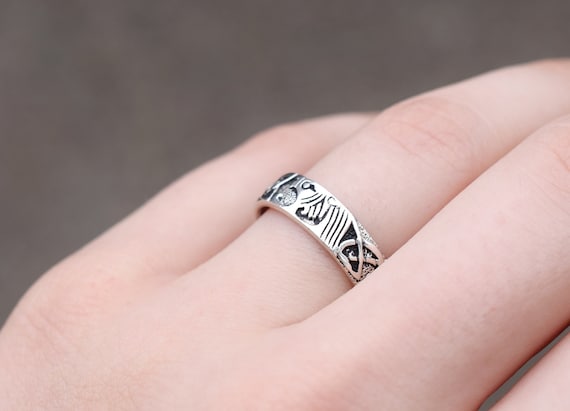 Sterling Silver Celtic Knot Dragon Ring, Silver C… - image 1