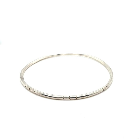 Sterling Silver Thin Patterned Bangle Bracelet, 9… - image 3