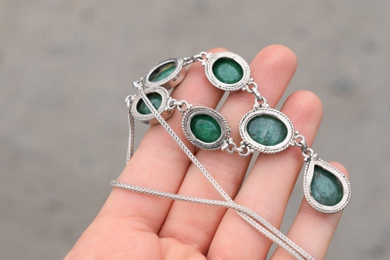 Sterling Silver Dyed Green Emerald Statement Neck… - image 4