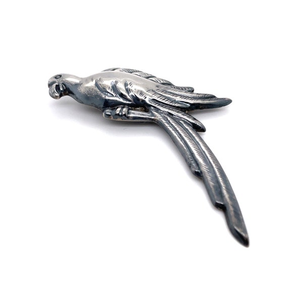 Large Sterling Silver Mexican Bird Brooch, Antiqu… - image 3