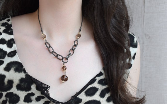Sterling Silver Silpada Smokey Quartz and Citrine Bead Necklace