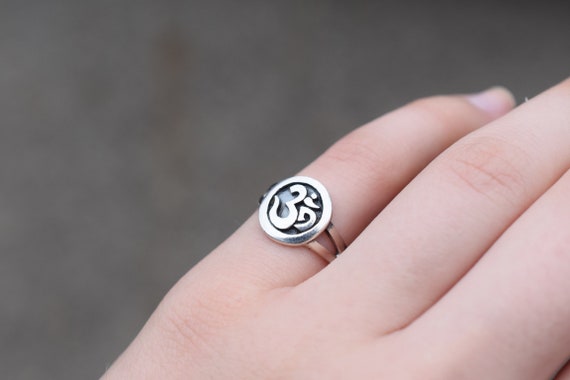Sterling Silver Om Charm Handmade Ring – Crystal Gemstone Shop