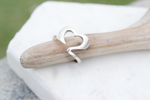 Sterling Silver Open Heart Ring, Heart Shaped Ring, Sterling Heart Ring, Sterling Open Heart Jewelry, Girlfriend Gift, Mother's Day Gift