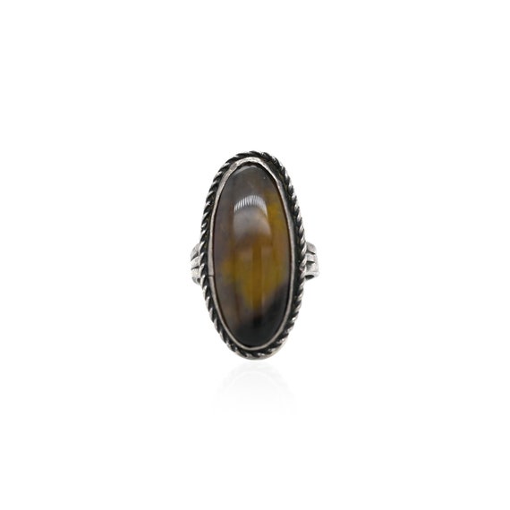 Sterling Silver Oval Agate Ring, Agate Jewelry, Brown Agate Ring, Sterling Silver Agate Jewelry, Antique Sterling Silver Agate Ring