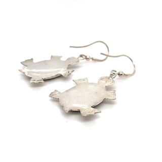 Orecchini A Forma Di Tartaruga In Argento Sterling 925 Con Abalone - Cuoka, Ipoallergenici, Dimensioni 12x8,5mm, In Elegante Portagioie