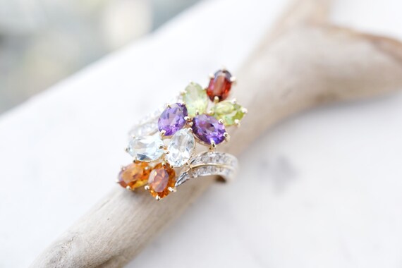 14k Yellow Gold Estate Semiprecious Gemstone Rainb