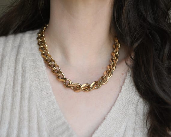 Gold Tone Designer GIVENCHY Chain Necklace, Givenchy Gold