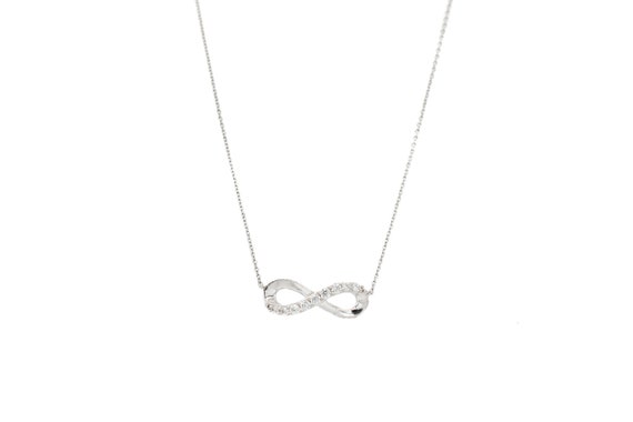 Delicate Sterling Silver and CZ Infinity Necklace… - image 1