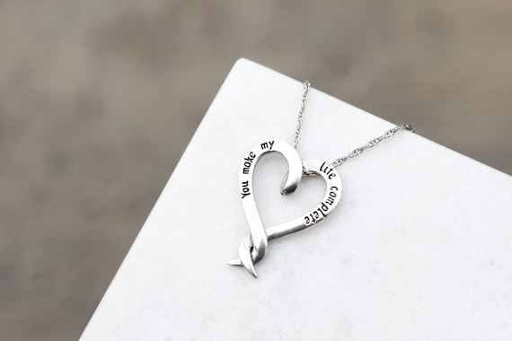 Sterling Silver "You Make my Life Complete" Heart… - image 1