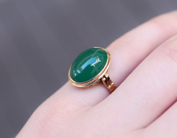 Antique Green Gold Tourmaline Statement Ring