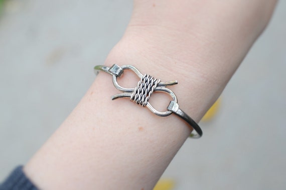 Sterling Silver Hook and Loop Rope Bangle Bracele… - image 1