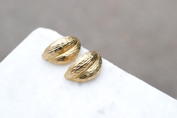 10k Diamond Cut Half Hoop Earrings, Classic Gold Earrings, Bold 10k Earrings, Minimalist 10k Earrings, 10k Gold Estate Jewelry, Textured 10k