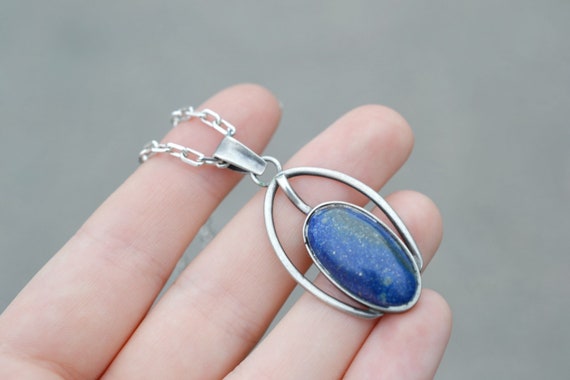 Sterling Silver Artisan Lapis Necklace, Lapis Jew… - image 3