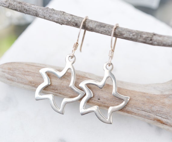 Sterling Silver Star Dangle Earrings, Star Jewelr… - image 1